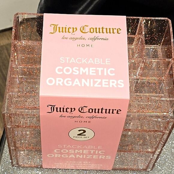 Juicy Couture Home Glitter Infused Stackable Cosmetic Organizers- Pink - Picture 9 of 11